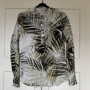 ZARA MEN’S LONG SLEEVE LEAF PRINT SHIRT